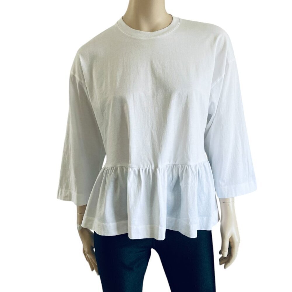Wilfred Aritzia Abrielle Peplum White Loose Fit Top M​​​​​​​ - Picture 3 of 10